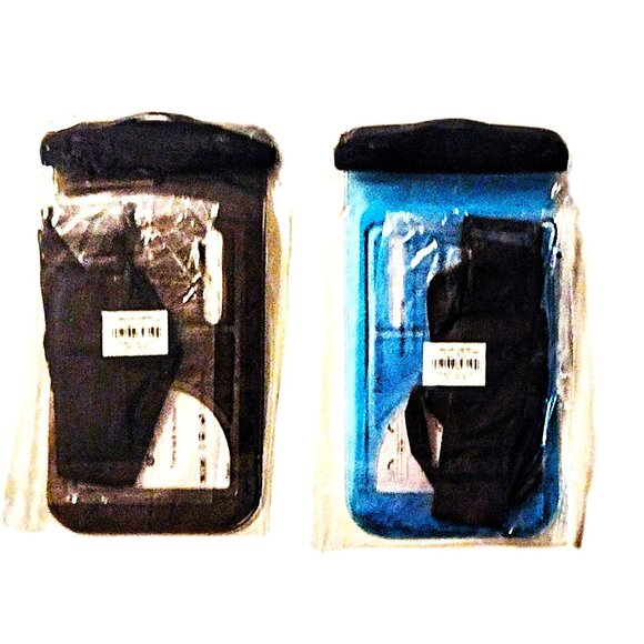 2 Pack Waterproof Universal Cell Phone Pouch (Lanyard & Arm Band) ~ Blue & Smoke - Picture 3 of 9